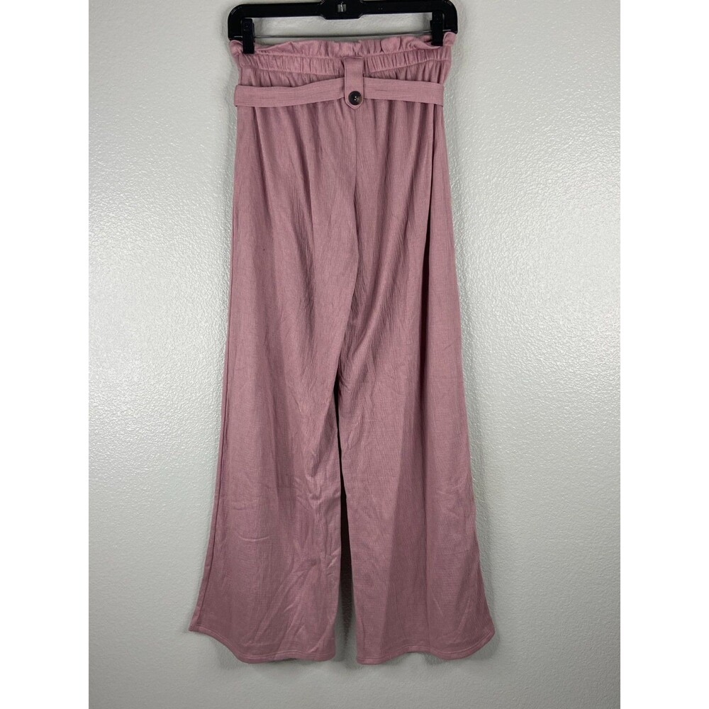 Active USA Women Medium High Waist Paperbag Wide Leg Pants Mauve Flow - Picture 4 of 10